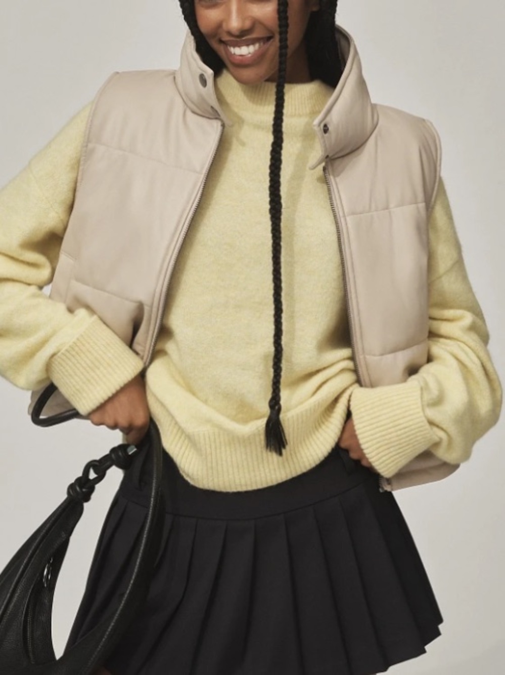 By Anthropologie Faux Leather Cropped Puffer Vest Sz S/M